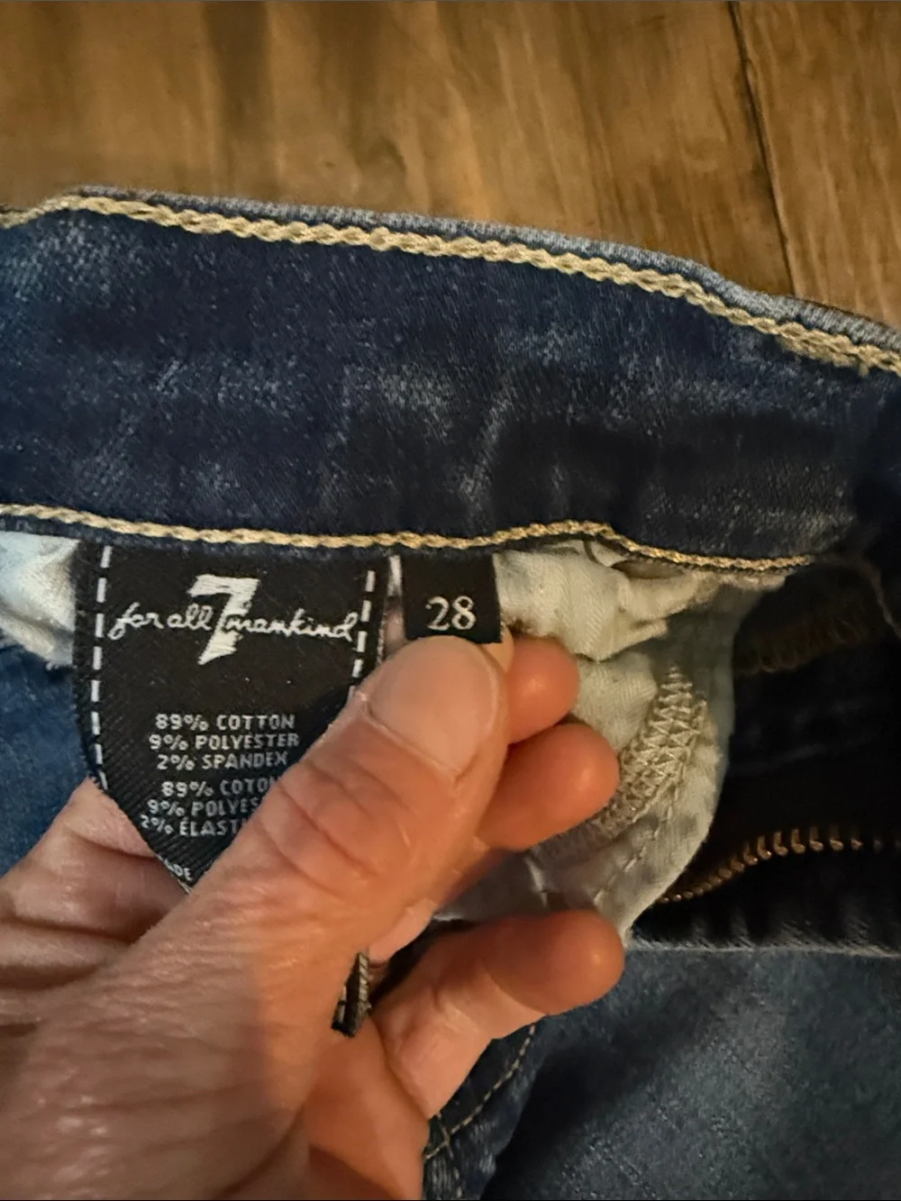 7 For All Mankind Dark Blue Skinny Distressed Jeans
